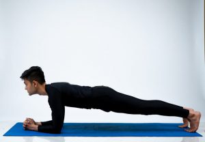 Demonstration of an elbow plank